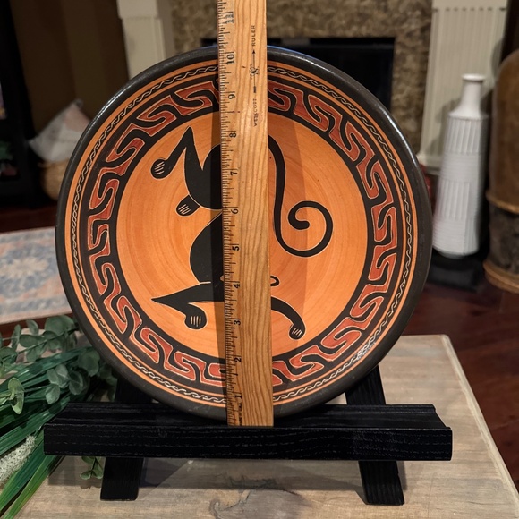 Vintage Costa Rican Guaitil Pottery Monkey Design Wall Decor, 10.25 Inches - Picture 3 of 4